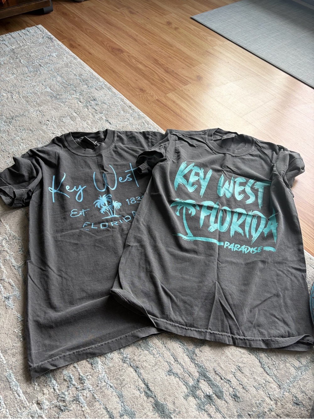 Womens Key West Florida Graphic Tee - Black with Teal Print